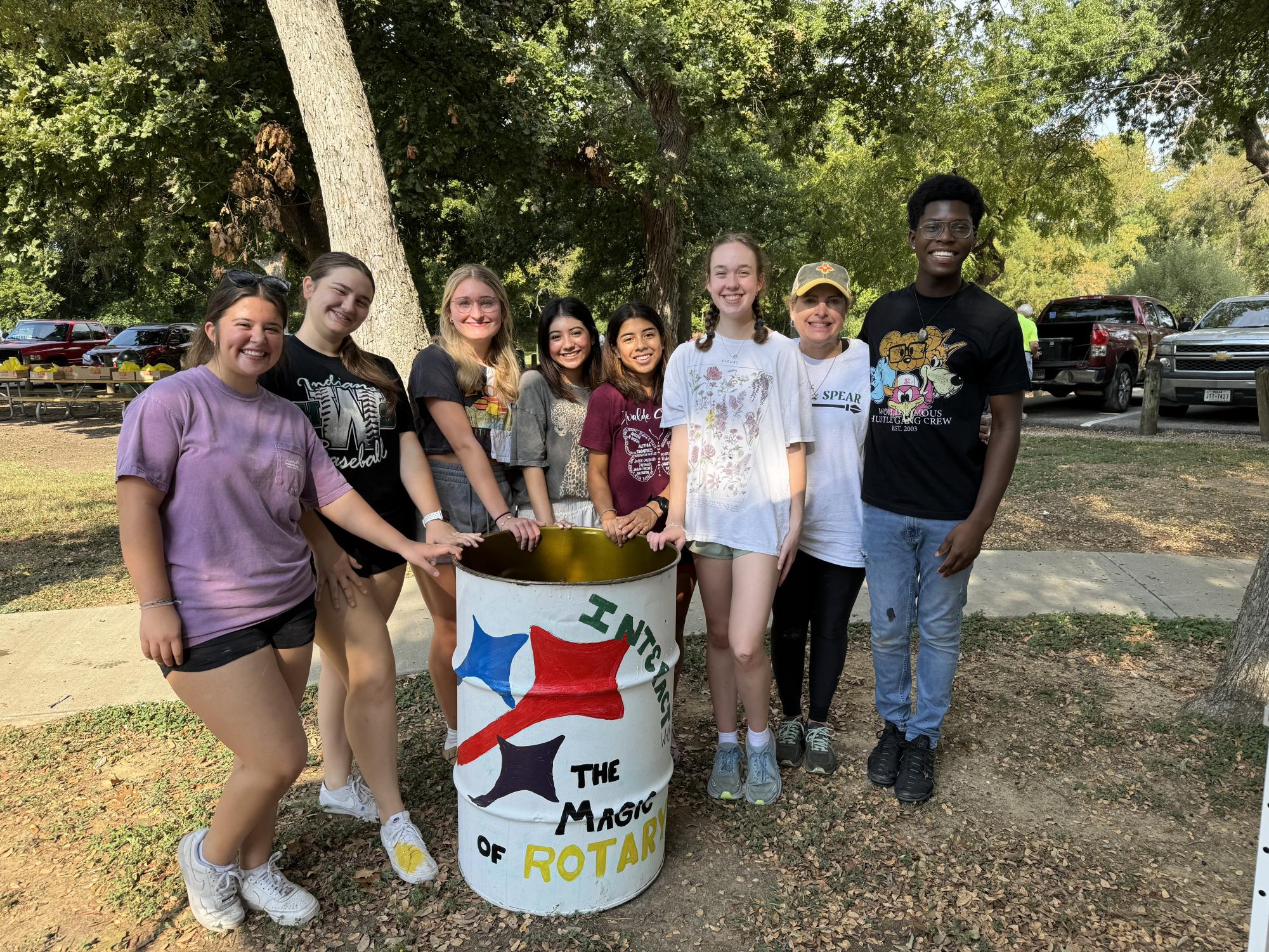 Students involved with Interact beautify Waxahachie with painting in the park. 